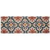 Baroni Home Paillasson Entrée Maison En Coco Avec Base En PVC, Peint à La Main, Solide Et Nettoyage Facile, 70X25X2 Cm – Tapis à Motif Arabesque Rouge, Orange Et Bleu