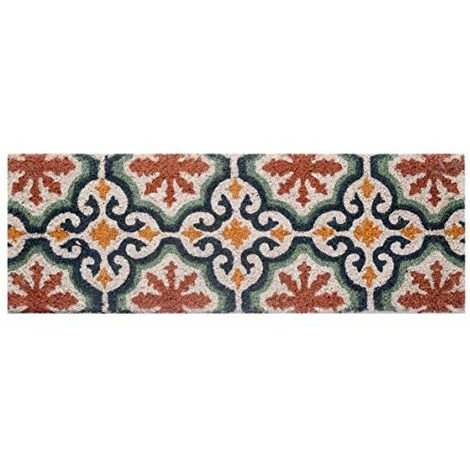Baroni Home Paillasson Entrée Maison En Coco Avec Base En PVC, Peint à La Main, Solide Et Nettoyage Facile, 70X25X2 Cm – Tapis à Motif Arabesque Rouge, Orange Et Bleu 1 Baroni Home Paillasson Entrée Maison En Coco Avec Base En PVC, Peint à La Main, Solide Et Nettoyage Facile, 70X25X2 Cm – Tapis à Motif Arabesque Rouge, Orange Et Bleu