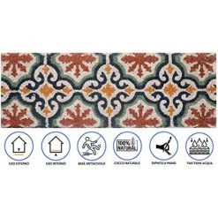 Baroni Home Paillasson Entrée Maison En Coco Avec Base En PVC, Peint à La Main, Solide Et Nettoyage Facile, 70X25X2 Cm – Tapis à Motif Arabesque Rouge, Orange Et Bleu 8 Baroni Home Paillasson Entrée Maison En Coco Avec Base En PVC, Peint à La Main, Solide Et Nettoyage Facile, 70X25X2 Cm – Tapis à Motif Arabesque Rouge, Orange Et Bleu -Tapis et paillasson Soldes 40724186 4