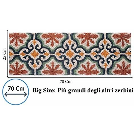 Baroni Home Paillasson Entrée Maison En Coco Avec Base En PVC, Peint à La Main, Solide Et Nettoyage Facile, 70X25X2 Cm – Tapis à Motif Arabesque Rouge, Orange Et Bleu 5 Baroni Home Paillasson Entrée Maison En Coco Avec Base En PVC, Peint à La Main, Solide Et Nettoyage Facile, 70X25X2 Cm – Tapis à Motif Arabesque Rouge, Orange Et Bleu – Image 5