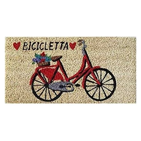 Baroni Home Paillasson Entrée Maison En Coco Avec Base En PVC, Peint à La Main, Solide Et Nettoyage Facile, 50X25X2 Cm – Tapis à Motif Vélo Rouge 1 Baroni Home Paillasson Entrée Maison En Coco Avec Base En PVC, Peint à La Main, Solide Et Nettoyage Facile, 50X25X2 Cm – Tapis à Motif Vélo Rouge