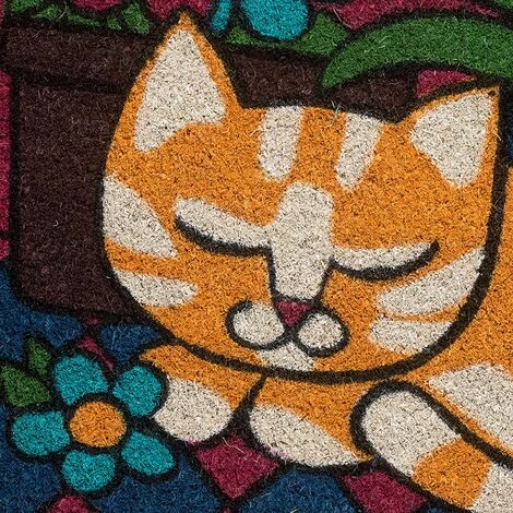 Baroni Home Paillasson Extérieur Coco, Revêtement De L'envers En PVC, Peint à La Main, Solide Et Nettoyage Facile, 60X40X2 Cm – Tapis à Motif Chat Tigré Dormant 2 Baroni Home Paillasson Extérieur Coco, Revêtement De L'envers En PVC, Peint à La Main, Solide Et Nettoyage Facile, 60X40X2 Cm – Tapis à Motif Chat Tigré Dormant – Image 2