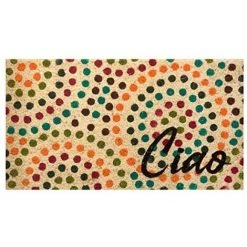 Baroni Home Paillasson Extérieur Coco, Revêtement De L'envers En PVC, Peint à La Main, Solide Et Nettoyage Facile, 70X40X2 Cm – Tapis à Motif Cercles Et Pois
