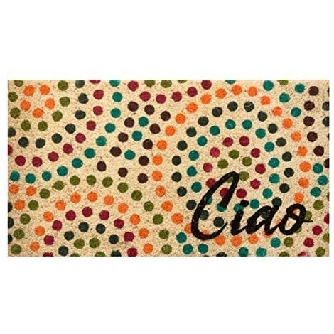 Baroni Home Paillasson Extérieur Coco, Revêtement De L'envers En PVC, Peint à La Main, Solide Et Nettoyage Facile, 70X40X2 Cm – Tapis à Motif Cercles Et Pois 1 Baroni Home Paillasson Extérieur Coco, Revêtement De L'envers En PVC, Peint à La Main, Solide Et Nettoyage Facile, 70X40X2 Cm – Tapis à Motif Cercles Et Pois