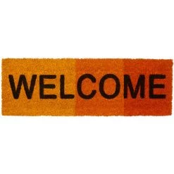 Relaxdays Paillasson Fibres De Coco Tapis De Sol Tapis Entrée étroit HxlxP: 1,5 X 75 X 25 Cm Porte Entrée Pour Intérieur Ou Extérieur WELCOME 75x25 Antidérapant PVC Caoutchouc, Couleur Rouge