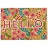 Relaxdays Paillasson Coco, Inscription Hello & Motif Floral, Tapis D’entrée Intérieur & Extérieur, 40x60cm Cm, Coloré