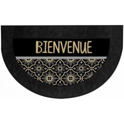 Paris Prix - Tapis D'entrée Demi-lune "tomina" 45x75cm Noir & Or