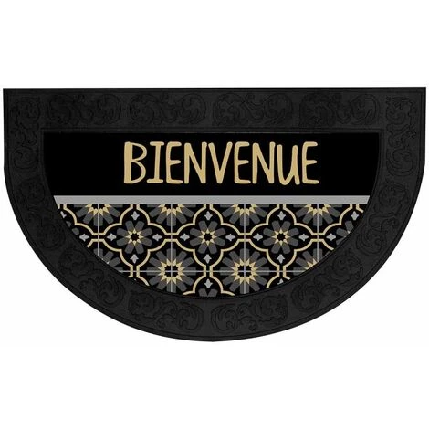 Paris Prix - Tapis D'entrée Demi-lune "tomina" 45x75cm Noir & Or 1 Paris Prix - Tapis D'entrée Demi-lune "tomina" 45x75cm Noir & Or
