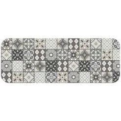 Paris Prix - Tapis D'entrée Imprimé "gaston" 45x120cm Gris & Blanc