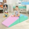 COSTWAY Module En Mousse Pour Tout-Petits Antidérapant Modules De Motricité Jeu Educatif 2 Pièces Idéal Pour Grimper Glisser Ramper Rose