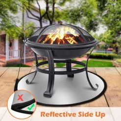 DEVENIRRICHE Tapis De Foyer Ignifuge En Silicone, Tapis De Foyer Haute Température Avec Sac De Rangement, Protecteur De Pont, Tapis Sous Le Gril, Tapis De Barbecue, Foyer Portable Pour Protéger Votre Herbe, Votre Terrasse Et Plus Encore, 30 * 30 Cm -Tapis et paillasson Soldes 41659022 4