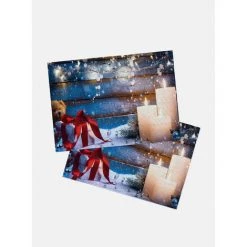 Doge Milano Set De 2 Sets De Table Rectangulaires, 100% Made In Italy, Sets De Table Américains Avec Impression Numérique, Antidérapants Et Lavables, Modèle De Noël - Tawny, Cm 40x30