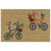 Relaxdays Paillasson Coco, Tapis D’entrée Motif Vélo, Antidérapant, Pour L'intérieur Et L'extérieur, 40 X 60 Cm, Nature
