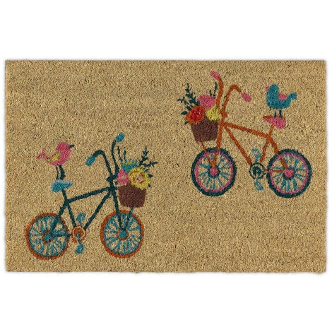 Relaxdays Paillasson Coco, Tapis D’entrée Motif Vélo, Antidérapant, Pour L'intérieur Et L'extérieur, 40 X 60 Cm, Nature 1 Relaxdays Paillasson Coco, Tapis D’entrée Motif Vélo, Antidérapant, Pour L'intérieur Et L'extérieur, 40 X 60 Cm, Nature