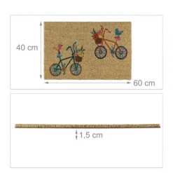 Relaxdays Paillasson Coco, Tapis D’entrée Motif Vélo, Antidérapant, Pour L'intérieur Et L'extérieur, 40 X 60 Cm, Nature 9 Relaxdays Paillasson Coco, Tapis D’entrée Motif Vélo, Antidérapant, Pour L'intérieur Et L'extérieur, 40 X 60 Cm, Nature -Tapis et paillasson Soldes 42006864 5
