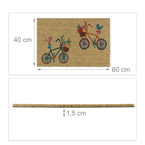 Relaxdays Paillasson Coco, Tapis D’entrée Motif Vélo, Antidérapant, Pour L'intérieur Et L'extérieur, 40 X 60 Cm, Nature 5 Relaxdays Paillasson Coco, Tapis D’entrée Motif Vélo, Antidérapant, Pour L'intérieur Et L'extérieur, 40 X 60 Cm, Nature – Image 5