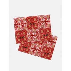 Doge Milano Set De 2 Sets De Table Rectangulaires, 100% Made In Italy, Sets De Table Américains Avec Impression Numérique, Antidérapants Et Lavables, Modèle De Noël - Terrence, Cm 40x30