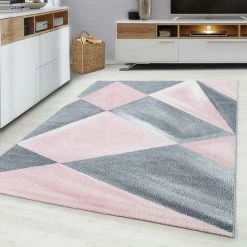 BETA PASTEL - Tapis Couleur Pastel - Rose & Gris 120 X 170 Cm