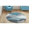 BAMBI CLOUDY - Tapis Enfant Rond à Motifs Nuages - Bleu 160 X 160 Cm