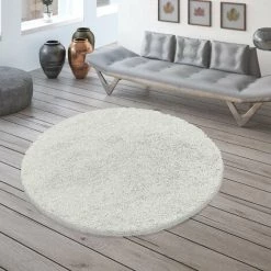 FLUFFY MOELLEUX - Tapis Cosy Rond à Poils Longs - Blanc 120 X 120 Cm
