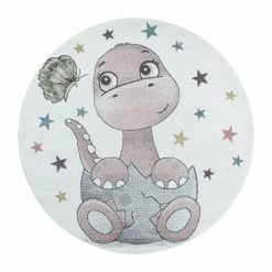 FUNNY DINOSAURE - Tapis D'enfant Rond- Rose 160 X 160 Cm