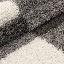 GALA ROMA - Tapis Shaggy à Motifs Traits - Gris Clair Et Ivoire 100 X 200 Cm -Tapis et paillasson Soldes 42193634 4
