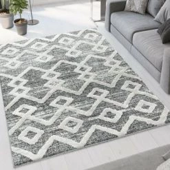PISA SORA - Tapis Berbère à Relief - Gris & Crème 080 X 250 Cm
