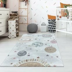 FUNNY PLANETES - Tapis D'enfant - Crème 140 X 200 Cm