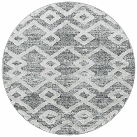 PISA SORA - Tapis Berbère Rond à Relief - Gris & Crème 160 X 160 Cm 2 PISA SORA - Tapis Berbère Rond à Relief - Gris & Crème 160 X 160 Cm – Image 2