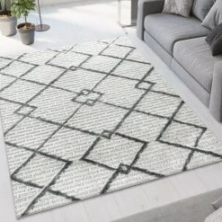 PISA SANSA - Tapis Berbère à Relief - Crème & Gris 200 X 290 Cm