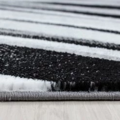 PARMA FLY - Tapis Moderne à Bandes Graphiques - Noir Et Gris 080 X 150 Cm -Tapis et paillasson Soldes 42195097 3