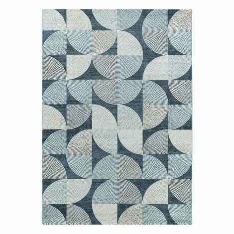 ROYA INDIGO - Tapis Graphique Bleu 80 X 250 Cm 2 ROYA INDIGO - Tapis Graphique Bleu 80 X 250 Cm – Image 2