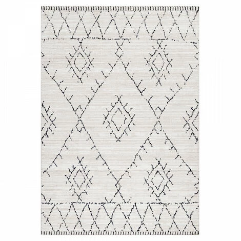 TAZNAXT TRIBAL - Tapis Berbère Laineux - Crème & Anthracite 140 X 200 Cm 2 TAZNAXT TRIBAL - Tapis Berbère Laineux - Crème & Anthracite 140 X 200 Cm – Image 2
