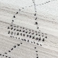 TAZNAXT ZERFA - Tapis Berbère Laineux - Crème & Anthracite 160 X 230 Cm -Tapis et paillasson Soldes 42195321 5