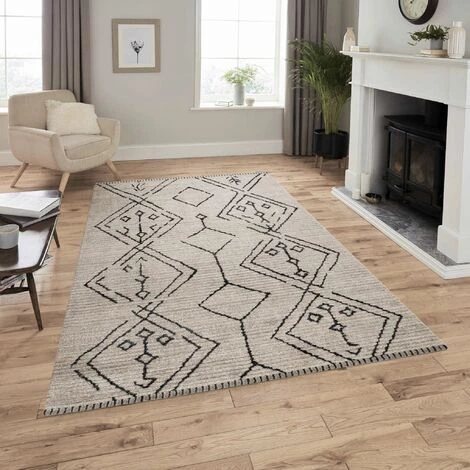 TAZNAXT ANNIYA - Tapis Berbère Laineux - Beige & Anthracite 80 X 150 Cm 1 TAZNAXT ANNIYA - Tapis Berbère Laineux - Beige & Anthracite 80 X 150 Cm