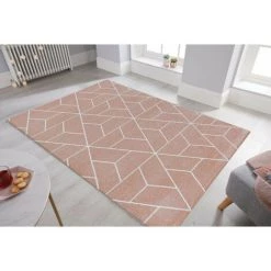 EFOR GEO - Tapis Scandinave - Rose & Blanc 160 X 230 Cm