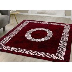 PLUS ISPA - Tapis Baroque Rouge Et Blanc 080 X 150 Cm