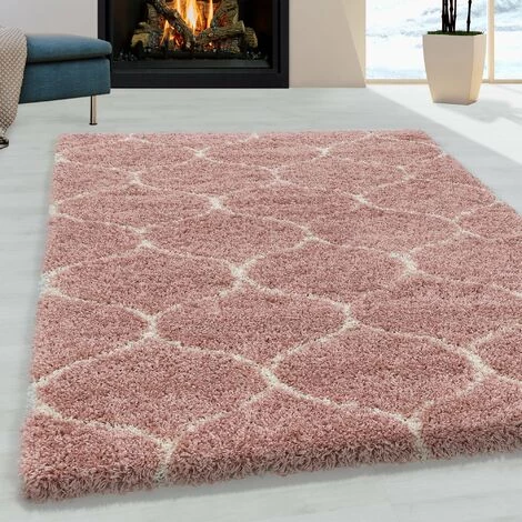 SALSA SALMA - Tapis à Poils Longs Et Motifs Alhambra - Rose Et Blanc 200 X 290 Cm 1 SALSA SALMA - Tapis à Poils Longs Et Motifs Alhambra - Rose Et Blanc 200 X 290 Cm