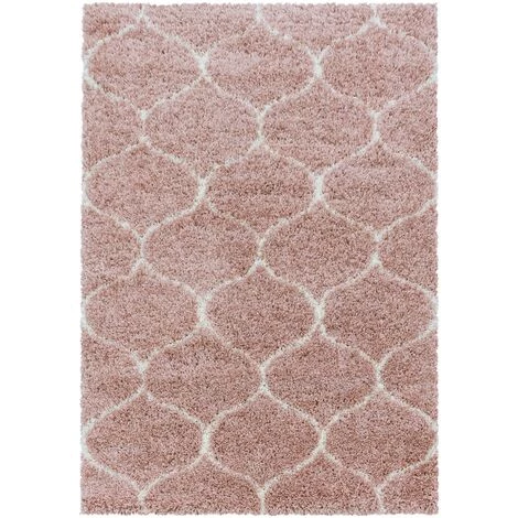 SALSA SALMA - Tapis à Poils Longs Et Motifs Alhambra - Rose Et Blanc 200 X 290 Cm 2 SALSA SALMA - Tapis à Poils Longs Et Motifs Alhambra - Rose Et Blanc 200 X 290 Cm – Image 2