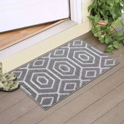 GUAZHUNIFR Paillasson De Porte Anti-Salissures Résistant à L'usure Tapis à Profil Bas Faciles à Nettoyer Avec Support En Caoutchouc Pour D'entrée Arrière Couloir Gris 50x80cm