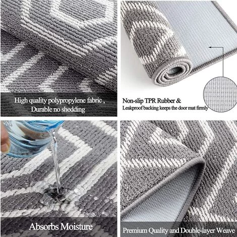 GUAZHUNIFR Paillasson De Porte Anti-Salissures Résistant à L'usure Tapis à Profil Bas Faciles à Nettoyer Avec Support En Caoutchouc Pour D'entrée Arrière Couloir Gris 50x80cm 2 GUAZHUNIFR Paillasson De Porte Anti-Salissures Résistant à L'usure Tapis à Profil Bas Faciles à Nettoyer Avec Support En Caoutchouc Pour D'entrée Arrière Couloir Gris 50x80cm – Image 2