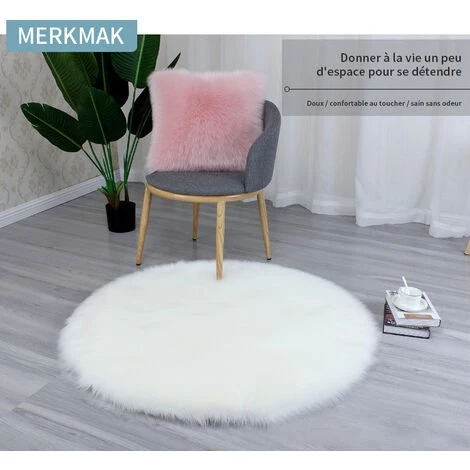 MERKMAK Tapis Peluche Tapis De Sol Rond Imitation Laine Blanc Pur Salon Chambre Tapis - Rond 100Cm 1 MERKMAK Tapis Peluche Tapis De Sol Rond Imitation Laine Blanc Pur Salon Chambre Tapis - Rond 100Cm