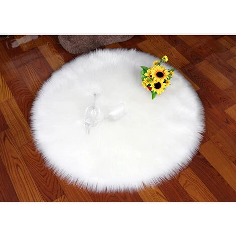 MERKMAK Tapis Peluche Tapis De Sol Rond Imitation Laine Blanc Pur Salon Chambre Tapis - Rond 100Cm 5 MERKMAK Tapis Peluche Tapis De Sol Rond Imitation Laine Blanc Pur Salon Chambre Tapis - Rond 100Cm – Image 5
