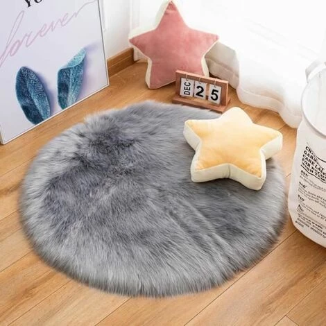 MERKMAK Tapis Chambre Rond Moderne Design Tapis Salon Shaggy - 100 Cm - Gris 3 MERKMAK Tapis Chambre Rond Moderne Design Tapis Salon Shaggy - 100 Cm - Gris – Image 3