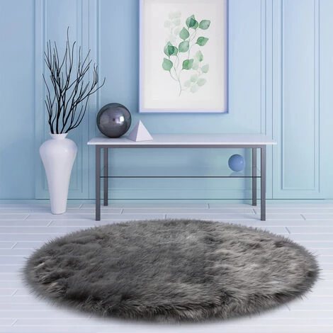 MERKMAK Tapis Chambre Rond Moderne Design Tapis Salon Shaggy - 100 Cm - Gris 5 MERKMAK Tapis Chambre Rond Moderne Design Tapis Salon Shaggy - 100 Cm - Gris – Image 5