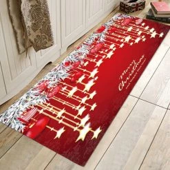 DEVENIRRICHE Tapis De Noël, Tapis De Noël Imprimé Antidérapant Salon Sol Cuisine Salle De Bain Tapis, Style 4, 40 X 120 Cm