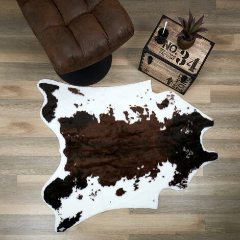 TOILINUX Tapis Effet Peau De Vache En Polyester Et Acrylique - Longueur 140, Largeur 135, Epaisseur 0,50 Cm - Marron 2 TOILINUX Tapis Effet Peau De Vache En Polyester Et Acrylique - Longueur 140, Largeur 135, Epaisseur 0,50 Cm - Marron – Image 2
