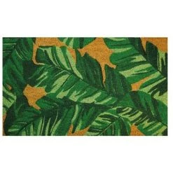IDMAT - Tapis Coco Naturel Feuilles 45x75cm