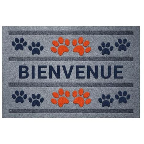 IDMAT - Tapis Flocke Estampes Bienvenue PatteS Rouge Bleu 40x60cm 1 IDMAT - Tapis Flocke Estampes Bienvenue PatteS Rouge Bleu 40x60cm