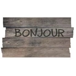 IDMAT - Tapis Boston Decoupe Planche Bonjour Gris 40x70cm